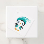 Étiquettes Cadeau Cute Christmas Penguin (En situation)