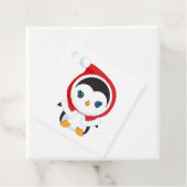 Étiquettes Cadeau Cute Christmas Penguin (En situation)