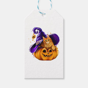 Étiquettes-cadeau Cute Citrouille Chat Halloween pour Kitten amoureu