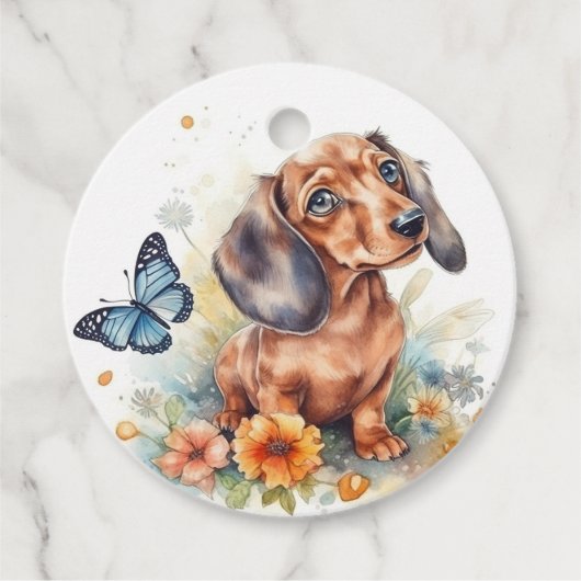 Étiquettes Cadeau Cute Dachshund Merci de chiot (Devant)
