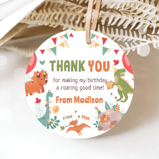 Étiquettes Cadeau Cute Dinosaur Anniversaire Merci Favoriser Tags