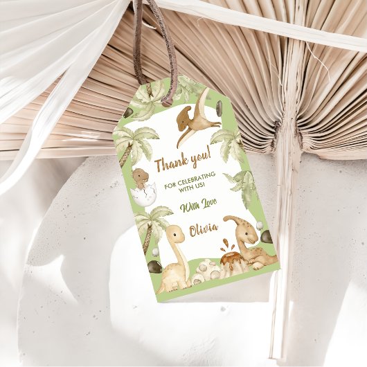 Étiquettes-cadeau Cute Dinosaur Boy Anniversaire