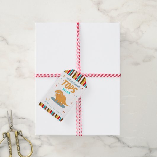 Étiquettes-cadeau Cute Dinosaur Enfants Saint Valentin Ami (Avec de la ficelle)