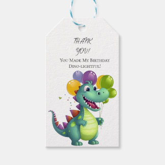 Étiquettes-cadeau Cute Dinosaur with Balloons 1st Birthday Gift Tag