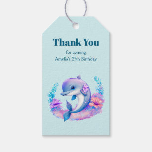 Étiquettes-cadeau Cute Dolphin Sea Creator Merci