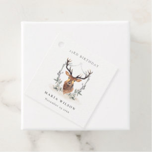 Étiquettes Cadeau Cute Dusky Deer Floral Crest N'Importe Quel Âge An