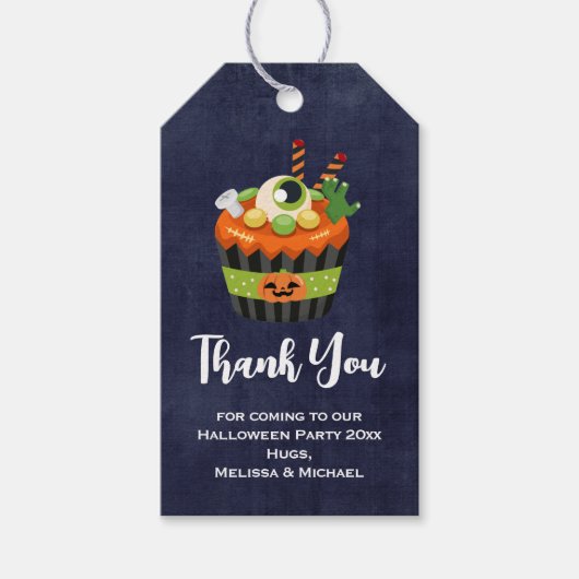 Étiquettes-cadeau Cute et Déplaisant Merci Halloween Cupcake (Devant)