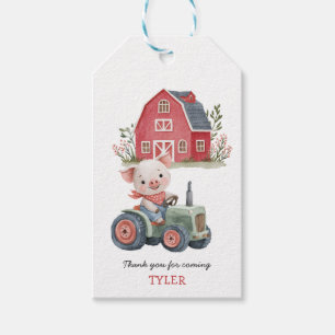 Étiquettes-cadeau Cute Farm Animaux Pig Tractor Anniversaire Fête