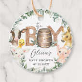 Étiquettes Cadeau Cute Farm Animaux Verdure Garçon Grange Baby showe (Devant)