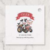 Étiquettes Cadeau Cute Ferme Animaux Vache Cochon Anniversaire (Dos)