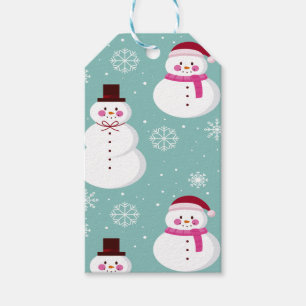 Étiquettes-cadeau Cute Festif Hiver Rose Frosty Snowman