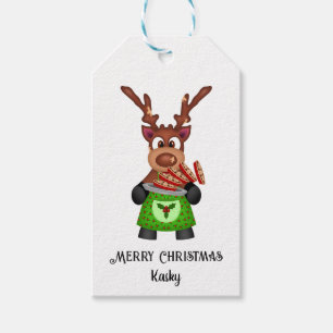 Étiquettes-cadeau Cute Festif Reindeer de Noël Customisé