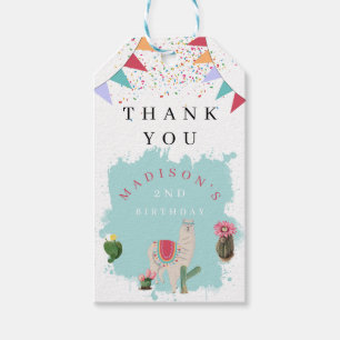 Étiquettes-cadeau Cute Fiesta Llama & Cactus Anniversaire de enfant