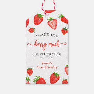 Étiquettes-cadeau Cute fraise 1er Anniversaire Merci Berry Beaucoup
