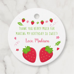Étiquettes Cadeau Cute fraise Merci d'anniversaire