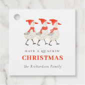 Étiquettes Cadeau Cute Funny Red Winter Quacking Christmas Canards (Devant)