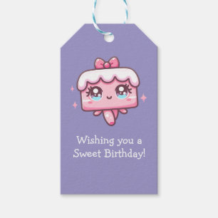 Étiquettes-cadeau Cute gâteau personnalisé Anniversaire et ballons