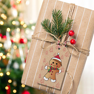 Étiquettes-cadeau Cute Gingerbread Boy Cartoon Holiday Cookie