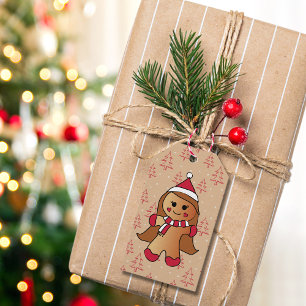 Étiquettes-cadeau Cute Gingerbread Girl Holiday Cookie Kraft