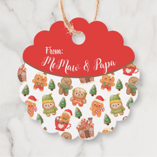 Étiquettes Cadeau Cute Gingerbread Homme Cookies Noël Fêtes (Dos)