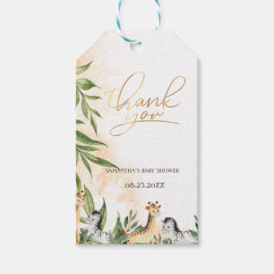 Étiquettes-cadeau Cute Giraffe, Baby shower Feuille Zebra