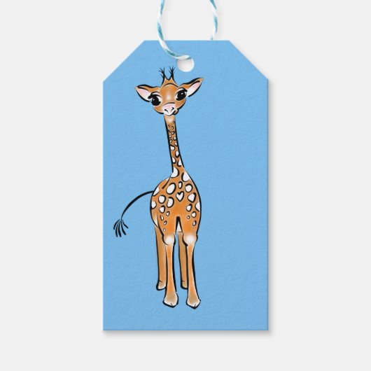 Étiquettes-cadeau Cute Giraffe drawing, safari animals (Devant)