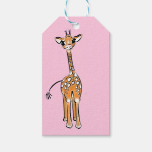 Étiquettes-cadeau Cute Giraffe drawing, safari animals