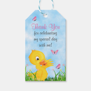 Étiquettes-cadeau Cute Girl Duckling et Baby shower papillon Favoris