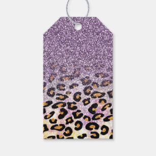 Étiquettes-cadeau Cute girly tendance violet faux parties scintillan