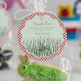 Étiquettes Cadeau Cute Grasshoppers Anniversaire Cercle Merci