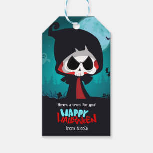 Étiquettes-cadeau Cute Grim Reaper Halloween ENFANTS TRAITER CADEAUX