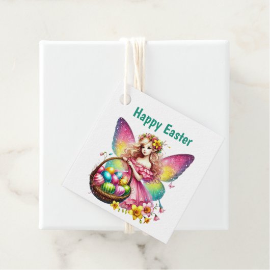 Étiquettes Cadeau Cute Happy Easter Fairy Customizable (En situation)