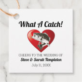 Étiquettes Cadeau Cute Heart Fish Mariage What a Catch (Devant)