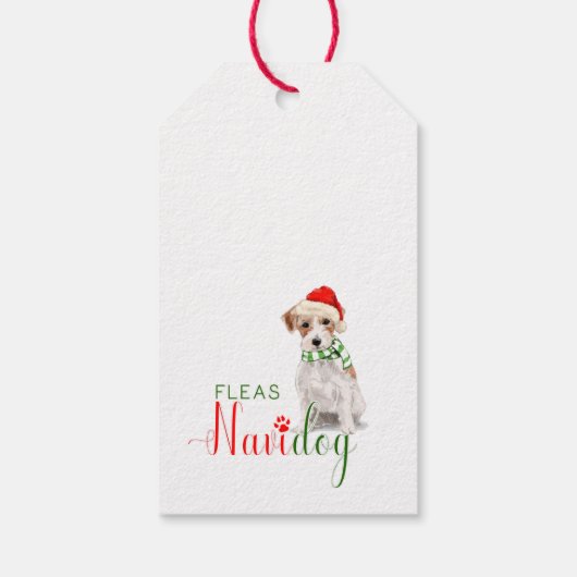 Étiquettes-cadeau Cute Jack Russell Terrier Fleas Navidog Noël (Dos)