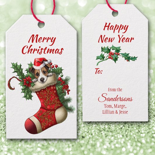 Étiquettes-cadeau Cute Jack Russell Terrier Puppy Peeking