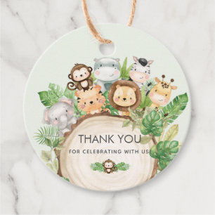 Étiquettes Cadeau Cute Jungle Animaux Baby shower 1er 2e anniversair