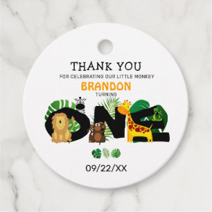 Étiquettes Cadeau Cute Jungle Safari 1er anniversaire Merci de fête