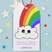 Étiquettes-cadeau Cute Kawaii Cloud Arc-en-ciel Merci d'anniversaire