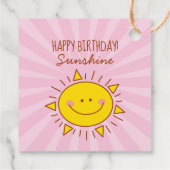 Étiquettes Cadeau Cute Kawaii Petit Soleil Rose Joyeux Anniversaire (Dos)