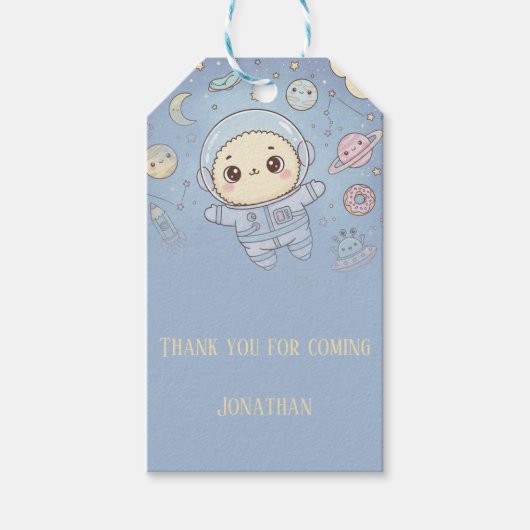 Étiquettes-cadeau Cute Kawaii Space - Astronaut and Smiling Moon (Devant)