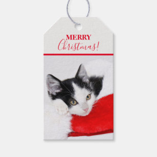 Étiquettes-cadeau Cute Kitten à Santa Hat
