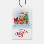 Étiquettes-cadeau Cute Kitty Chat Santa Hat Noël (Devant)