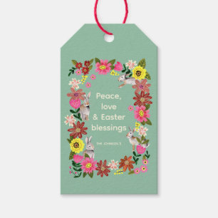 Étiquettes-cadeau Cute Lapin Lapin Floral wreath Pâques Tags cadeaux