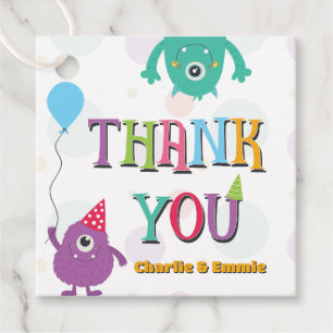 Étiquettes Cadeau Cute Little Monsters Anniversaire Merci de fête