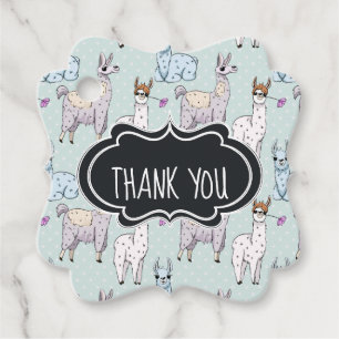 Étiquettes Cadeau Cute Llama Motif sur le Merci Pois