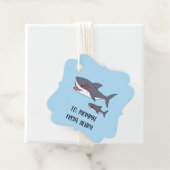 Étiquettes Cadeau Cute Mama requin et bébé requin (En situation)