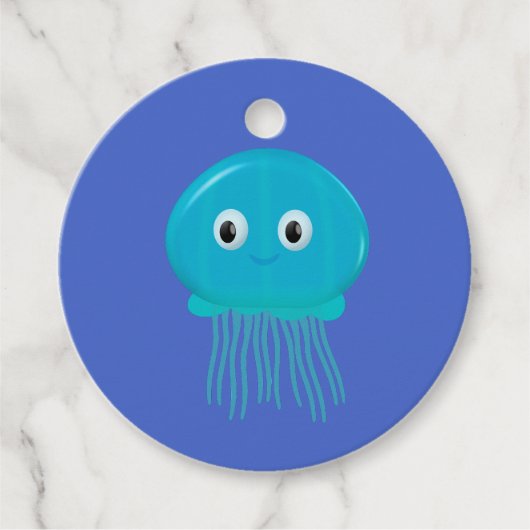 Étiquettes Cadeau Cute méduse Cartoon Dans L'Océan Bleu (Devant)
