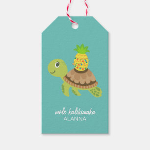 Étiquettes-cadeau Cute Mele Kalikimaka Sea Turtle Tags