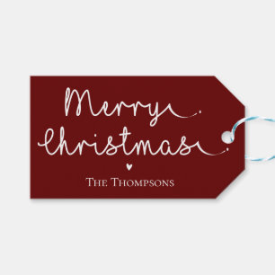 Étiquettes-cadeau Cute minimaliste Simple Rouge Blanc Joyeux Noël