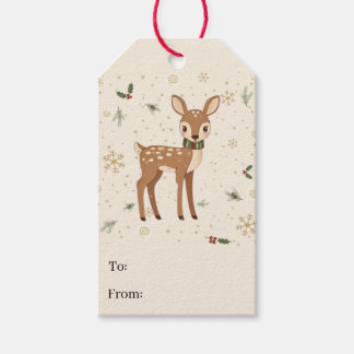 Étiquettes-cadeau Cute Modern Forest Animal Fawn Christmas Gift Tags
